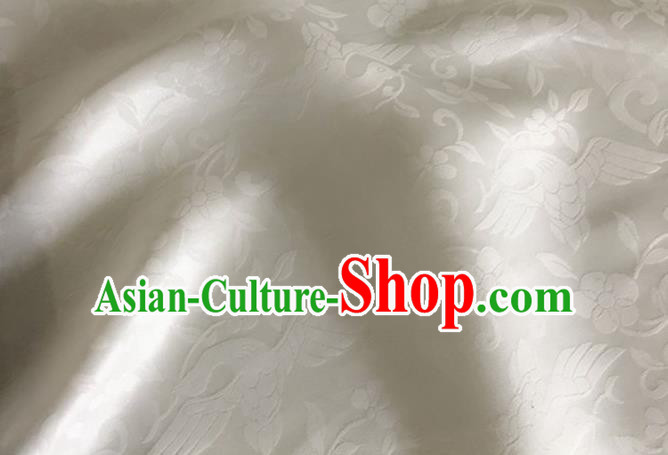 Asian Chinese Classical Birds Pattern Design White Brocade Jacquard Fabric Traditional Cheongsam Silk Material Asian Chinese Classical Birds Pattern Design White Brocade Jacquard Fabric Traditional Cheongsam Silk Material