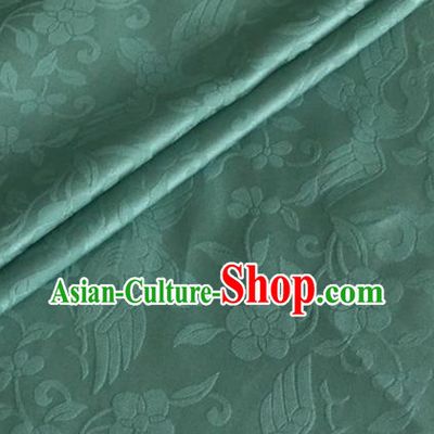 Asian Chinese Classical Birds Pattern Design Green Brocade Jacquard Fabric Traditional Cheongsam Silk Material