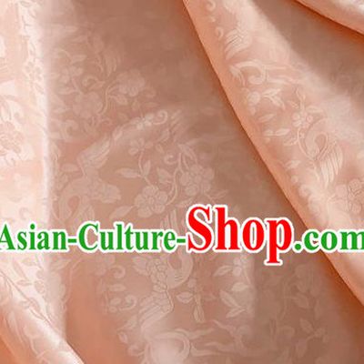 Asian Chinese Classical Birds Pattern Design Pink Brocade Jacquard Fabric Traditional Cheongsam Silk Material