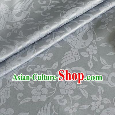 Asian Chinese Classical Birds Pattern Design Grey Brocade Jacquard Fabric Traditional Cheongsam Silk Material