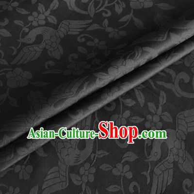 Asian Chinese Classical Birds Pattern Design Black Brocade Jacquard Fabric Traditional Cheongsam Silk Material