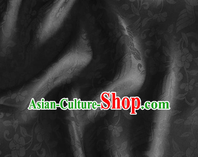 Asian Chinese Classical Birds Pattern Design Black Brocade Jacquard Fabric Traditional Cheongsam Silk Material Asian Chinese Classical Birds Pattern Design Black Brocade Jacquard Fabric Traditional Cheongsam Silk Material
