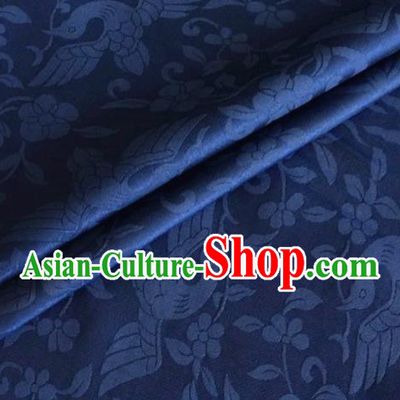 Asian Chinese Classical Birds Pattern Design Royalblue Brocade Jacquard Fabric Traditional Cheongsam Silk Material