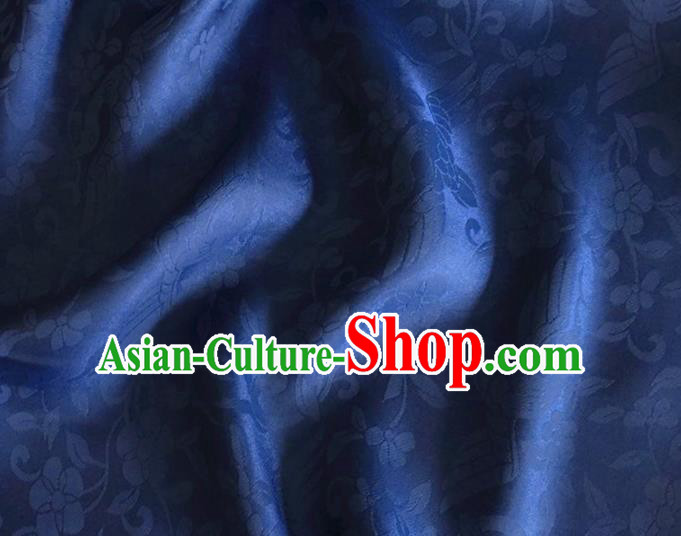 Asian Chinese Classical Birds Pattern Design Royalblue Brocade Jacquard Fabric Traditional Cheongsam Silk Material Asian Chinese Classical Birds Pattern Design Royalblue Brocade Jacquard Fabric Traditional Cheongsam Silk Material