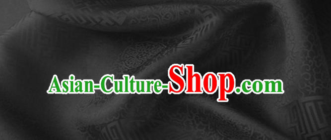 Asian Chinese Classical Longevity Pattern Design Black Brocade Jacquard Fabric Traditional Cheongsam Silk Material Asian Chinese Classical Longevity Pattern Design Black Brocade Jacquard Fabric Traditional Cheongsam Silk Material
