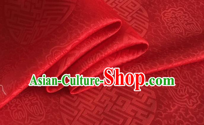 Asian Chinese Classical Longevity Pattern Design Red Brocade Jacquard Fabric Traditional Cheongsam Silk Material Asian Chinese Classical Longevity Pattern Design Red Brocade Jacquard Fabric Traditional Cheongsam Silk Material