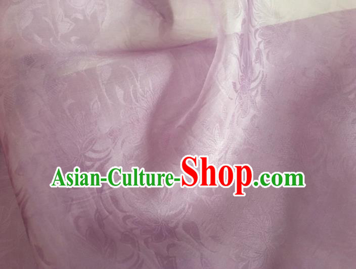 Asian Chinese Classical Lotus Pattern Design Lilac Brocade Jacquard Fabric Traditional Cheongsam Silk Material Asian Chinese Classical Lotus Pattern Design Lilac Brocade Jacquard Fabric Traditional Cheongsam Silk Material