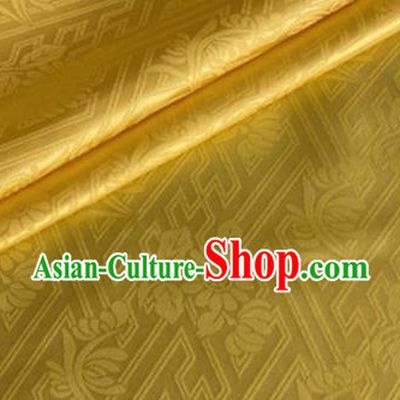 Asian Chinese Classical Daisy Pattern Design Golden Brocade Jacquard Fabric Traditional Cheongsam Silk Material
