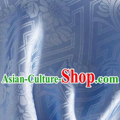 Asian Chinese Classical Daisy Pattern Design Light Blue Brocade Jacquard Fabric Traditional Cheongsam Silk Material