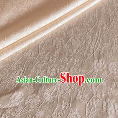 Asian Chinese Classical Jacquard Peony Pattern Design Champagne Brocade Fabric Traditional Cheongsam Silk Material