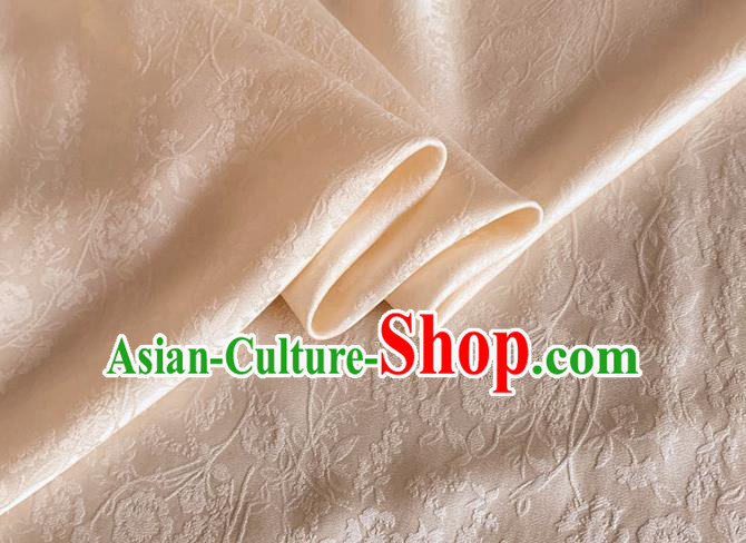 Asian Chinese Classical Jacquard Peony Pattern Design Champagne Brocade Fabric Traditional Cheongsam Silk Material Asian Chinese Classical Jacquard Peony Pattern Design Champagne Brocade Fabric Traditional Cheongsam Silk Material