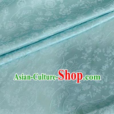 Asian Chinese Classical Jacquard Peony Pattern Design Light Blue Brocade Fabric Traditional Cheongsam Silk Material