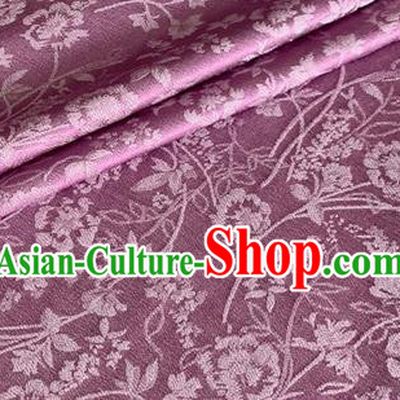 Asian Chinese Classical Jacquard Peony Pattern Design Purple Brocade Fabric Traditional Cheongsam Silk Material