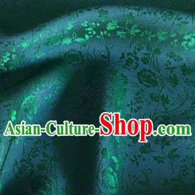 Asian Chinese Classical Jacquard Peony Pattern Design Atrovirens Brocade Fabric Traditional Cheongsam Silk Material