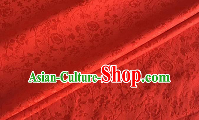 Asian Chinese Classical Jacquard Peony Pattern Design Red Brocade Fabric Traditional Cheongsam Silk Material Asian Chinese Classical Jacquard Peony Pattern Design Red Brocade Fabric Traditional Cheongsam Silk Material