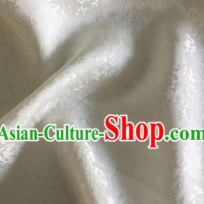 Asian Chinese Classical Jacquard Peony Pattern Design Beige Brocade Fabric Traditional Cheongsam Silk Material