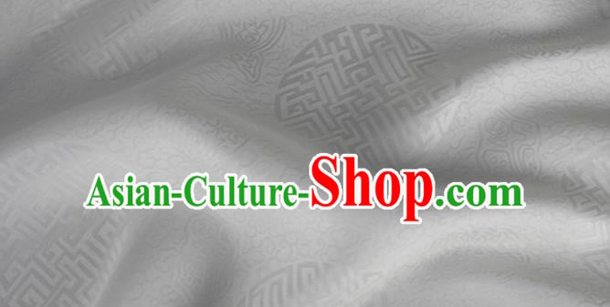 Asian Chinese Classical Longevity Pattern Design White Brocade Jacquard Fabric Traditional Cheongsam Silk Material Asian Chinese Classical Longevity Pattern Design White Brocade Jacquard Fabric Traditional Cheongsam Silk Material