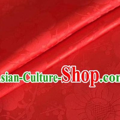 Asian Chinese Classical Plum Blossom Pattern Design Red Silk Fabric Traditional Cheongsam Material