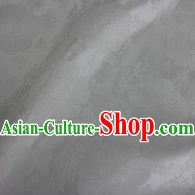 Asian Chinese Classical Plum Blossom Pattern Design White Silk Fabric Traditional Cheongsam Material