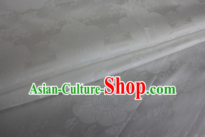Asian Chinese Classical Plum Blossom Pattern Design White Silk Fabric Traditional Cheongsam Material Asian Chinese Classical Plum Blossom Pattern Design White Silk Fabric Traditional Cheongsam Material