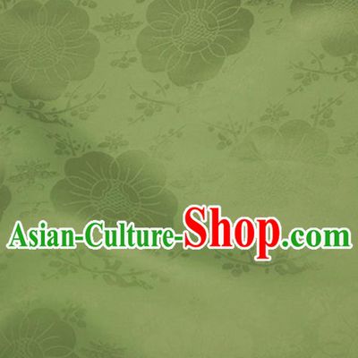 Asian Chinese Classical Plum Blossom Pattern Design Light Green Silk Fabric Traditional Cheongsam Material