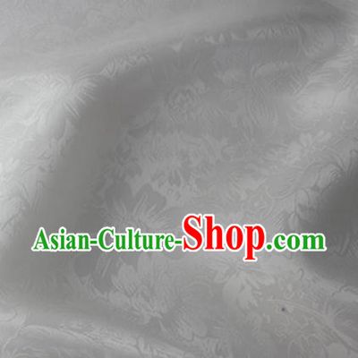 Asian Chinese Classical Rose Pattern Design White Silk Fabric Traditional Cheongsam Material