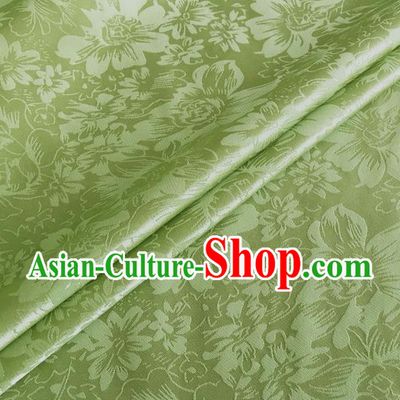 Asian Chinese Classical Rose Pattern Design Green Silk Fabric Traditional Cheongsam Material
