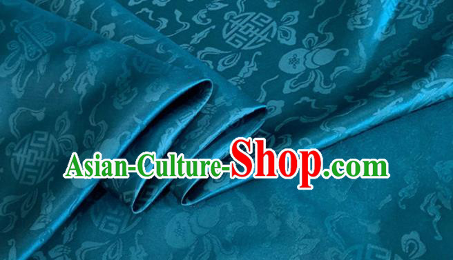 Asian Chinese Classical Ribbon Calabash Pattern Design Peacock Blue Silk Fabric Traditional Cheongsam Material Asian Chinese Classical Ribbon Calabash Pattern Design Peacock Blue Silk Fabric Traditional Cheongsam Material