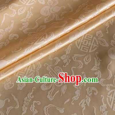 Asian Chinese Classical Ribbon Calabash Pattern Design Champagne Silk Fabric Traditional Cheongsam Material