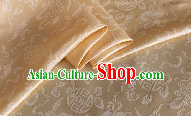 Asian Chinese Classical Ribbon Calabash Pattern Design Champagne Silk Fabric Traditional Cheongsam Material Asian Chinese Classical Ribbon Calabash Pattern Design Champagne Silk Fabric Traditional Cheongsam Material