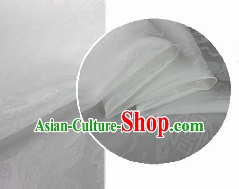 Asian Chinese Classical Ribbon Calabash Pattern Design White Silk Fabric Traditional Cheongsam Material Asian Chinese Classical Ribbon Calabash Pattern Design White Silk Fabric Traditional Cheongsam Material