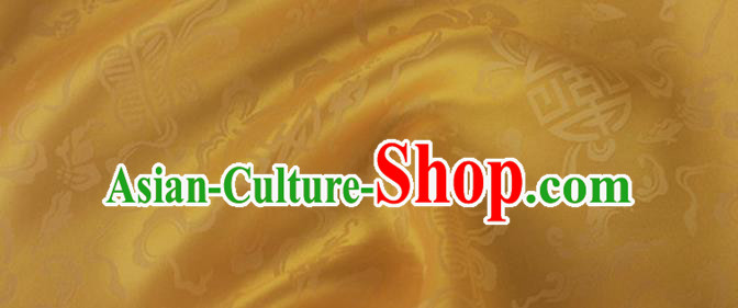 Asian Chinese Classical Ribbon Calabash Pattern Design Yellow Silk Fabric Traditional Cheongsam Material Asian Chinese Classical Ribbon Calabash Pattern Design Yellow Silk Fabric Traditional Cheongsam Material