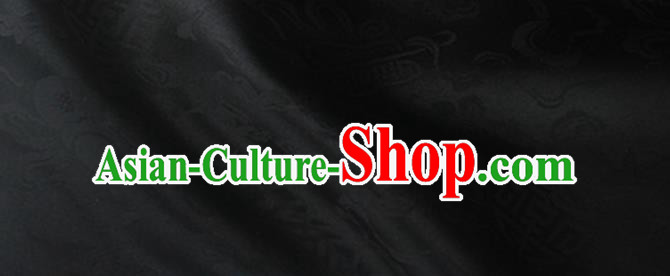 Asian Chinese Classical Ribbon Calabash Pattern Design Black Silk Fabric Traditional Cheongsam Material Asian Chinese Classical Ribbon Calabash Pattern Design Black Silk Fabric Traditional Cheongsam Material