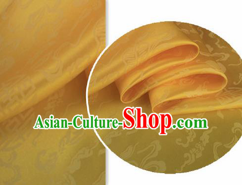 Asian Chinese Classical Ribbon Calabash Pattern Design Yellow Silk Fabric Traditional Cheongsam Material Asian Chinese Classical Ribbon Calabash Pattern Design Yellow Silk Fabric Traditional Cheongsam Material