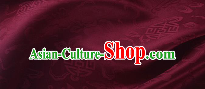 Asian Chinese Classical Ribbon Calabash Pattern Design Wine Red Silk Fabric Traditional Cheongsam Material Asian Chinese Classical Ribbon Calabash Pattern Design Wine Red Silk Fabric Traditional Cheongsam Material