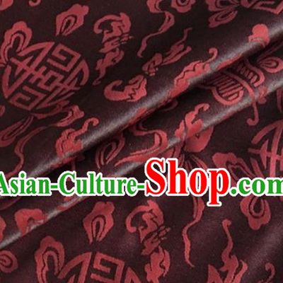 Asian Chinese Classical Ribbon Calabash Pattern Design Brown Silk Fabric Traditional Cheongsam Material
