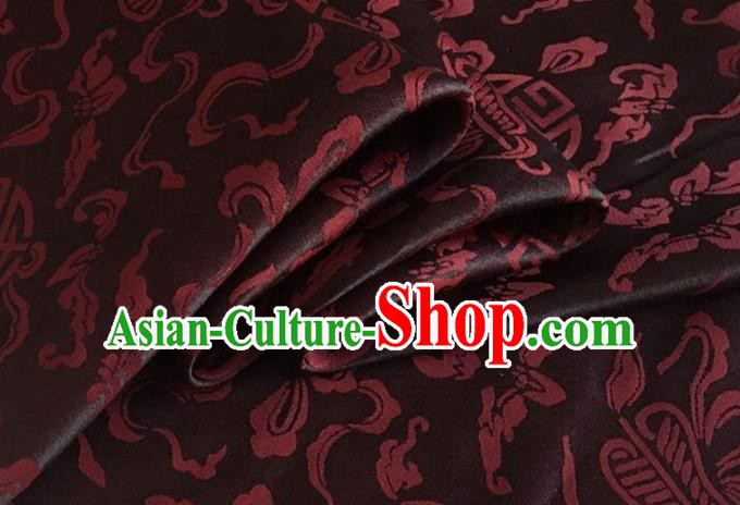 Asian Chinese Classical Ribbon Calabash Pattern Design Brown Silk Fabric Traditional Cheongsam Material Asian Chinese Classical Ribbon Calabash Pattern Design Brown Silk Fabric Traditional Cheongsam Material