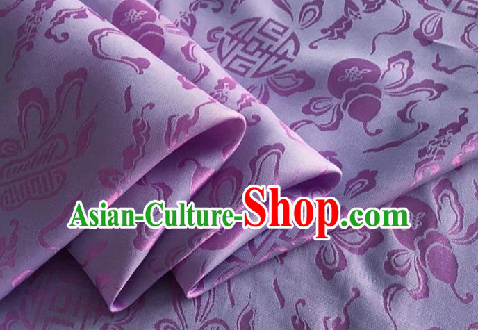 Asian Chinese Classical Ribbon Calabash Pattern Design Lilac Silk Fabric Traditional Cheongsam Material Asian Chinese Classical Ribbon Calabash Pattern Design Lilac Silk Fabric Traditional Cheongsam Material