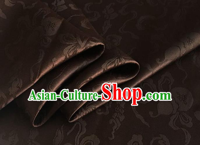 Asian Chinese Classical Ribbon Calabash Pattern Design Deep Brown Silk Fabric Traditional Cheongsam Material Asian Chinese Classical Ribbon Calabash Pattern Design Deep Brown Silk Fabric Traditional Cheongsam Material
