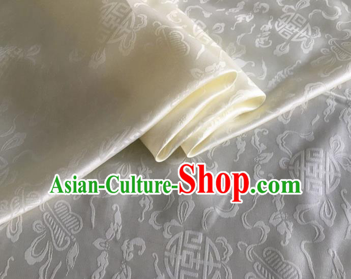 Asian Chinese Classical Ribbon Calabash Pattern Design Beige Silk Fabric Traditional Cheongsam Material Asian Chinese Classical Ribbon Calabash Pattern Design Beige Silk Fabric Traditional Cheongsam Material