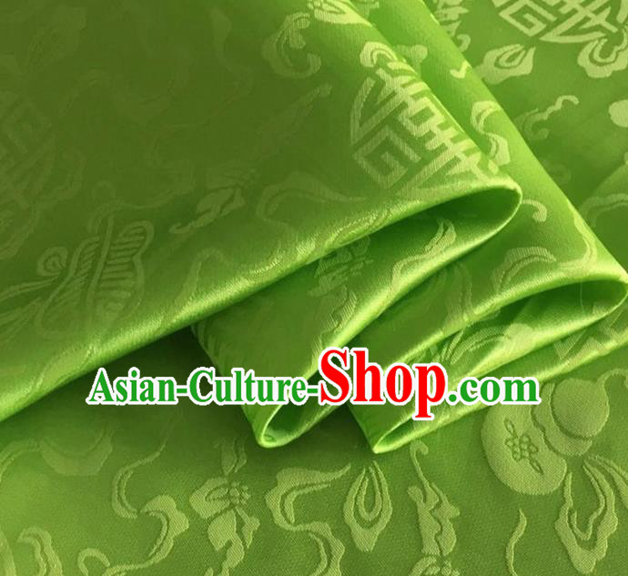 Asian Chinese Classical Ribbon Calabash Pattern Design Grass Green Silk Fabric Traditional Cheongsam Material Asian Chinese Classical Ribbon Calabash Pattern Design Grass Green Silk Fabric Traditional Cheongsam Material