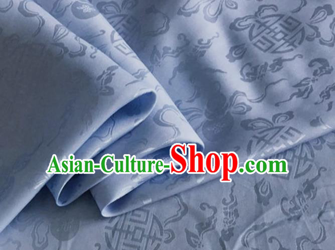 Asian Chinese Classical Ribbon Calabash Pattern Design Light Blue Silk Fabric Traditional Cheongsam Material Asian Chinese Classical Ribbon Calabash Pattern Design Light Blue Silk Fabric Traditional Cheongsam Material