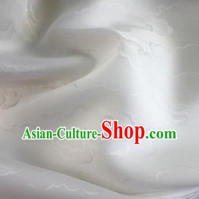 Asian Chinese Classical Cloud Pattern Design White Silk Fabric Traditional Cheongsam Brocade Material