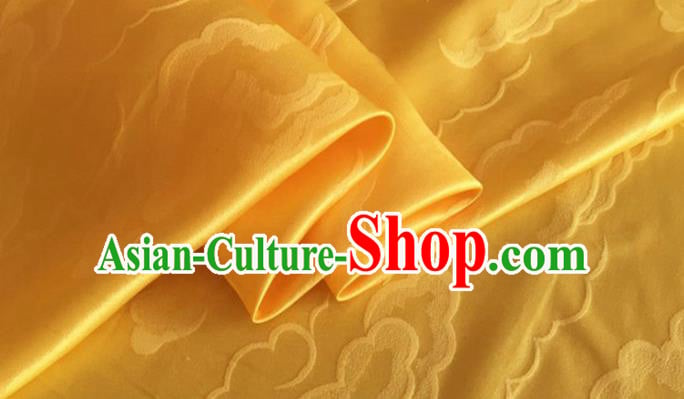 Asian Chinese Classical Cloud Pattern Design Yellow Silk Fabric Traditional Cheongsam Brocade Material Asian Chinese Classical Cloud Pattern Design Yellow Silk Fabric Traditional Cheongsam Brocade Material
