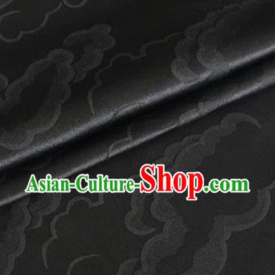 Asian Chinese Classical Cloud Pattern Design Black Silk Fabric Traditional Cheongsam Brocade Material