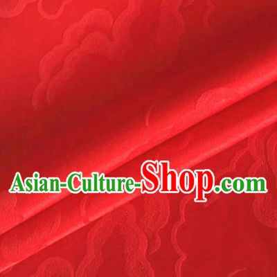 Asian Chinese Classical Cloud Pattern Design Red Silk Fabric Traditional Cheongsam Brocade Material