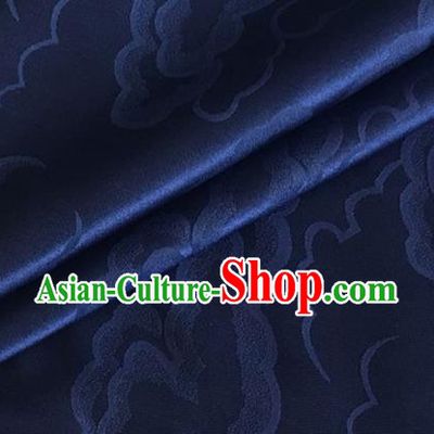 Asian Chinese Classical Cloud Pattern Design Navy Silk Fabric Traditional Cheongsam Brocade Material