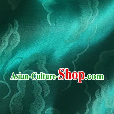 Asian Chinese Classical Cloud Pattern Design Green Silk Fabric Traditional Cheongsam Brocade Material