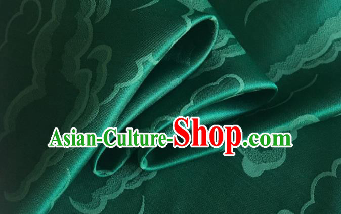 Asian Chinese Classical Cloud Pattern Design Green Silk Fabric Traditional Cheongsam Brocade Material Asian Chinese Classical Cloud Pattern Design Green Silk Fabric Traditional Cheongsam Brocade Material
