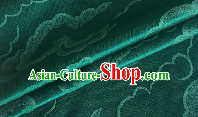 Asian Chinese Classical Cloud Pattern Design Green Silk Fabric Traditional Cheongsam Brocade Material Asian Chinese Classical Cloud Pattern Design Green Silk Fabric Traditional Cheongsam Brocade Material